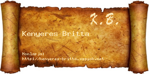 Kenyeres Britta névjegykártya